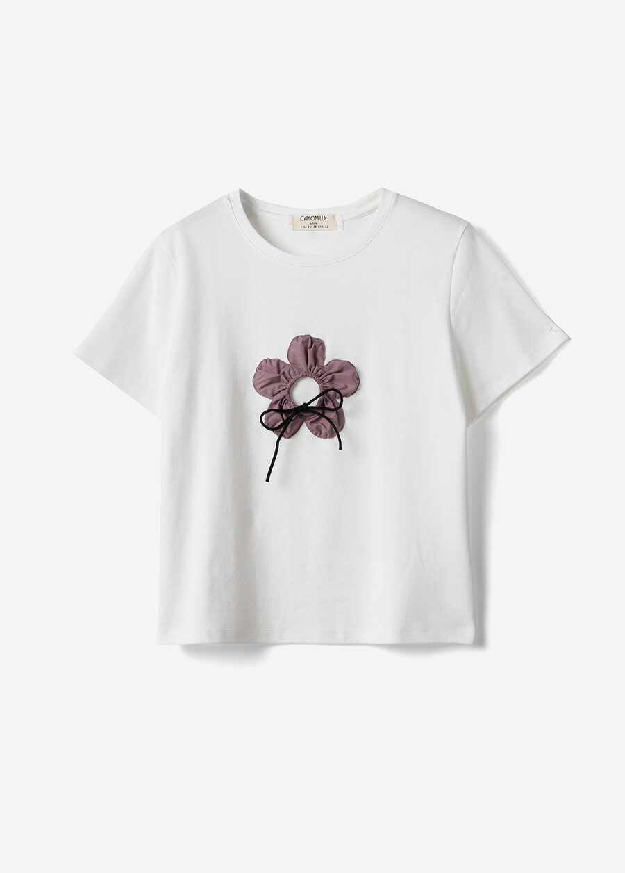 T-shirt Stozy Con Fiore BLU AVIONBEIGE LATTE Donna , immagine n. 5
