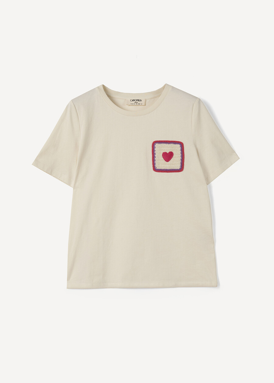 T-shirt Sveva In 100% Cotone Ricamato GIALLOBIANCO BURRO Donna , immagine n. 4