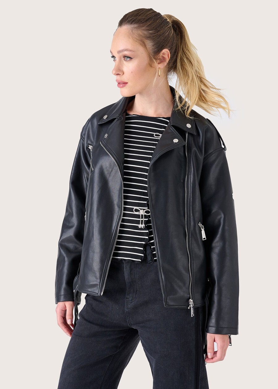 Giubbotto Georgia in ecopelle NERO BLACK Donna , immagine n. 3
