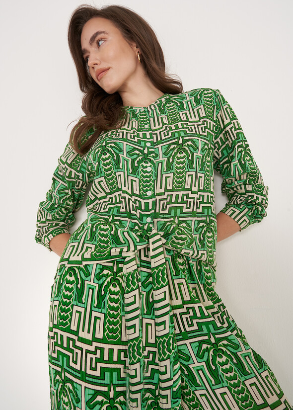 Corsica Geometric Print Shirt VERDE Woman null