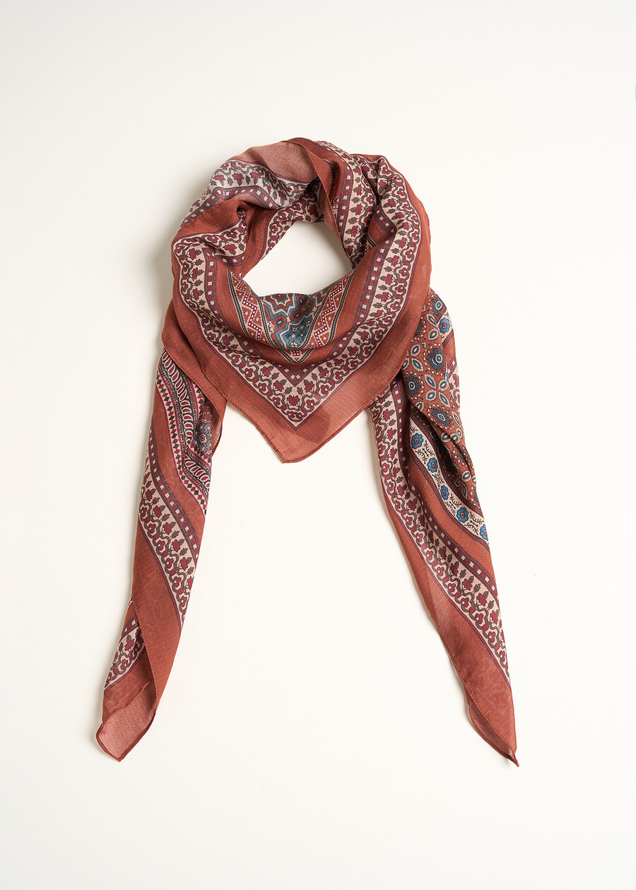 Foulard Selma fantasia block VERDEMARRONEBLU Donna , immagine n. 2