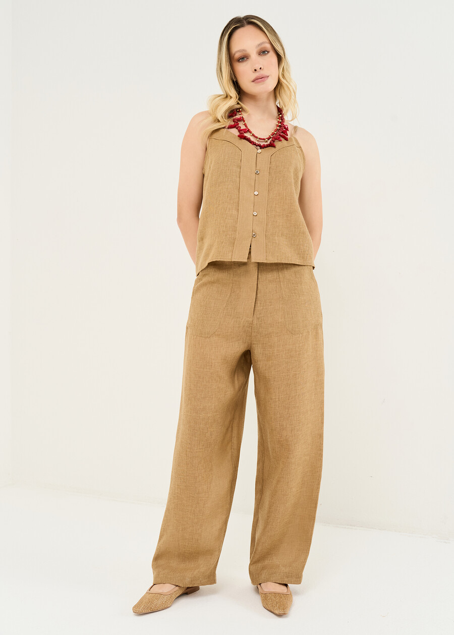 Pantaloni Park a vita alta BEIGE Donna , immagine n. 2