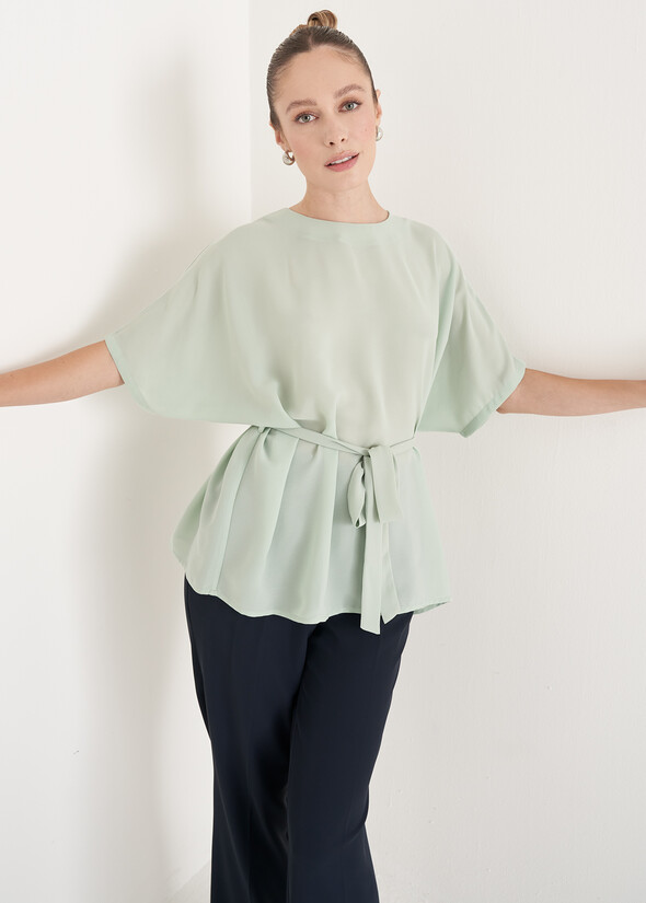 Blusa Benor in georgette VERDE SALVIA Donna null