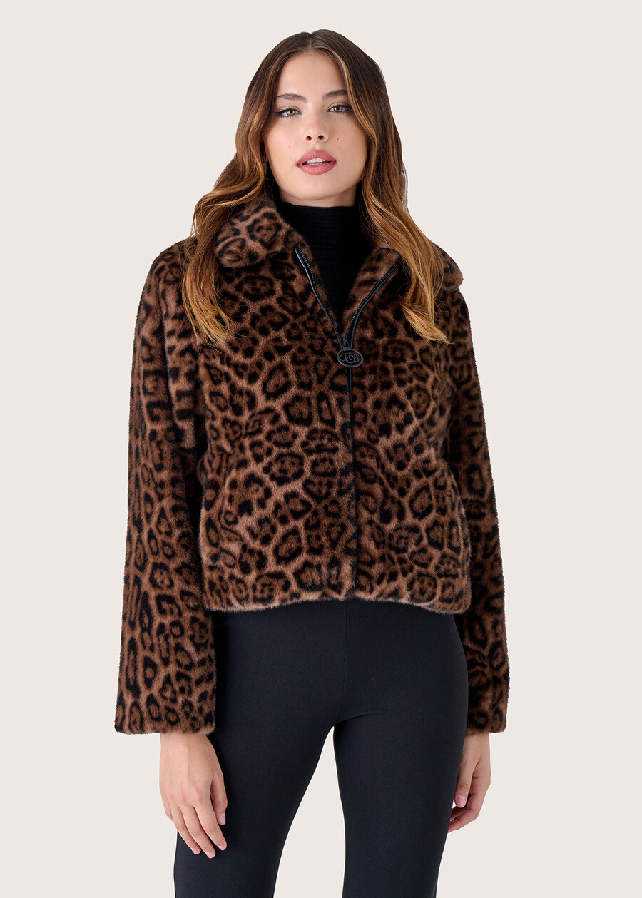 Giubbino Ganda in ecopelo animalier MARRONE TABACCO Donna , immagine n. 2