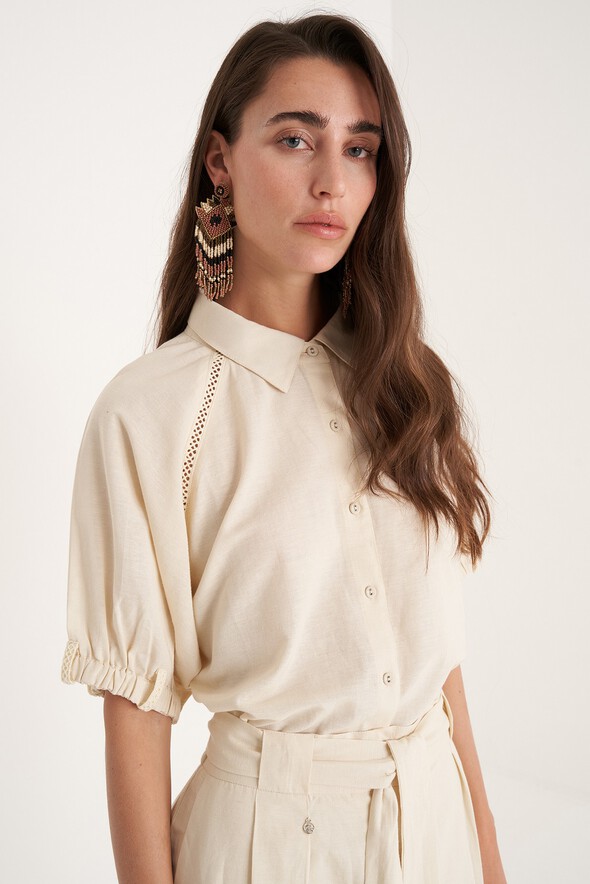 Camicia Catty in viscosa e lino
 BIANCO BURRO Donna null