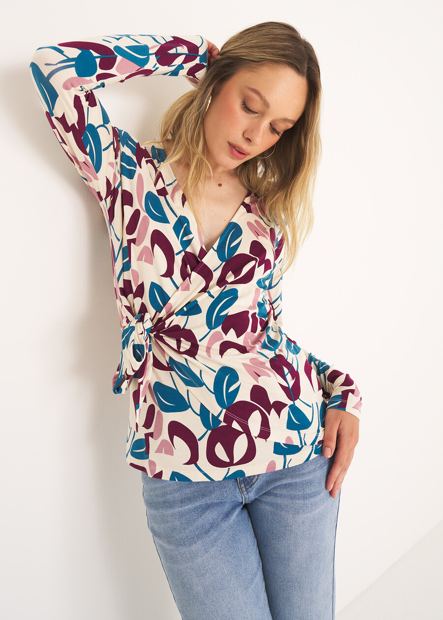 Sally wrap T-shirt BLUE TURCHESE Woman , image number 1