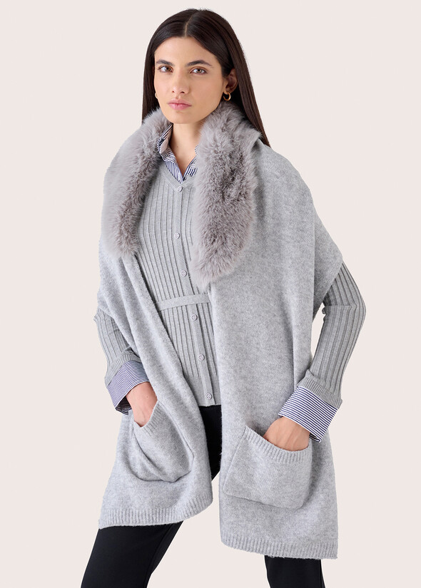 Sciana scarf with eco-fur collar GRIGIO LIGHT GREY Woman null