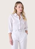 Calla linen and cotton shirt BIANCO WHITEBLUE OLTREMARE  Woman image number 2