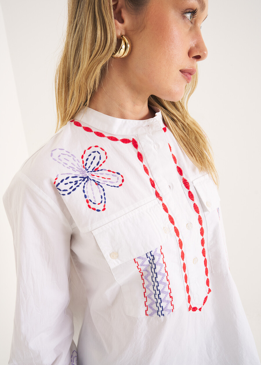 Camicia Cuore ricamata BIANCO WHITE Donna , immagine n. 2