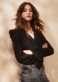Blusa Sunset con polsini rouche NERO BLACK Donna immagine n. 1