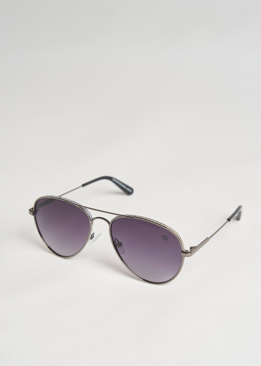 Occhiali da sole in metallo con dettagli glitter GRIGIO GUN METAL Donna , immagine n. 1
