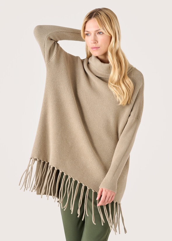 Moira poncho jersey VERDE CARCIOFOBEIGE DESERT Woman null