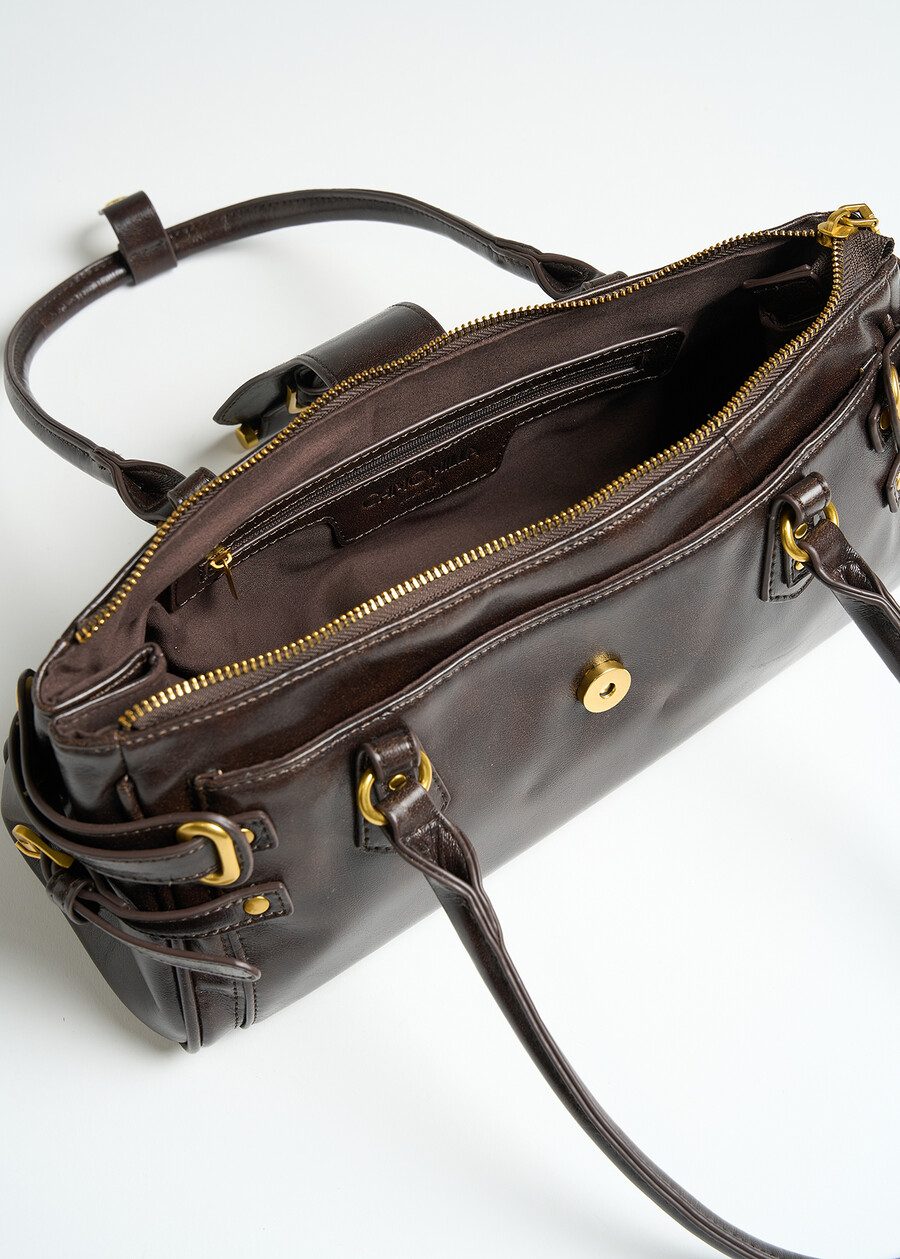 Basha faux leather bowling bag MARRONE Woman , image number 4