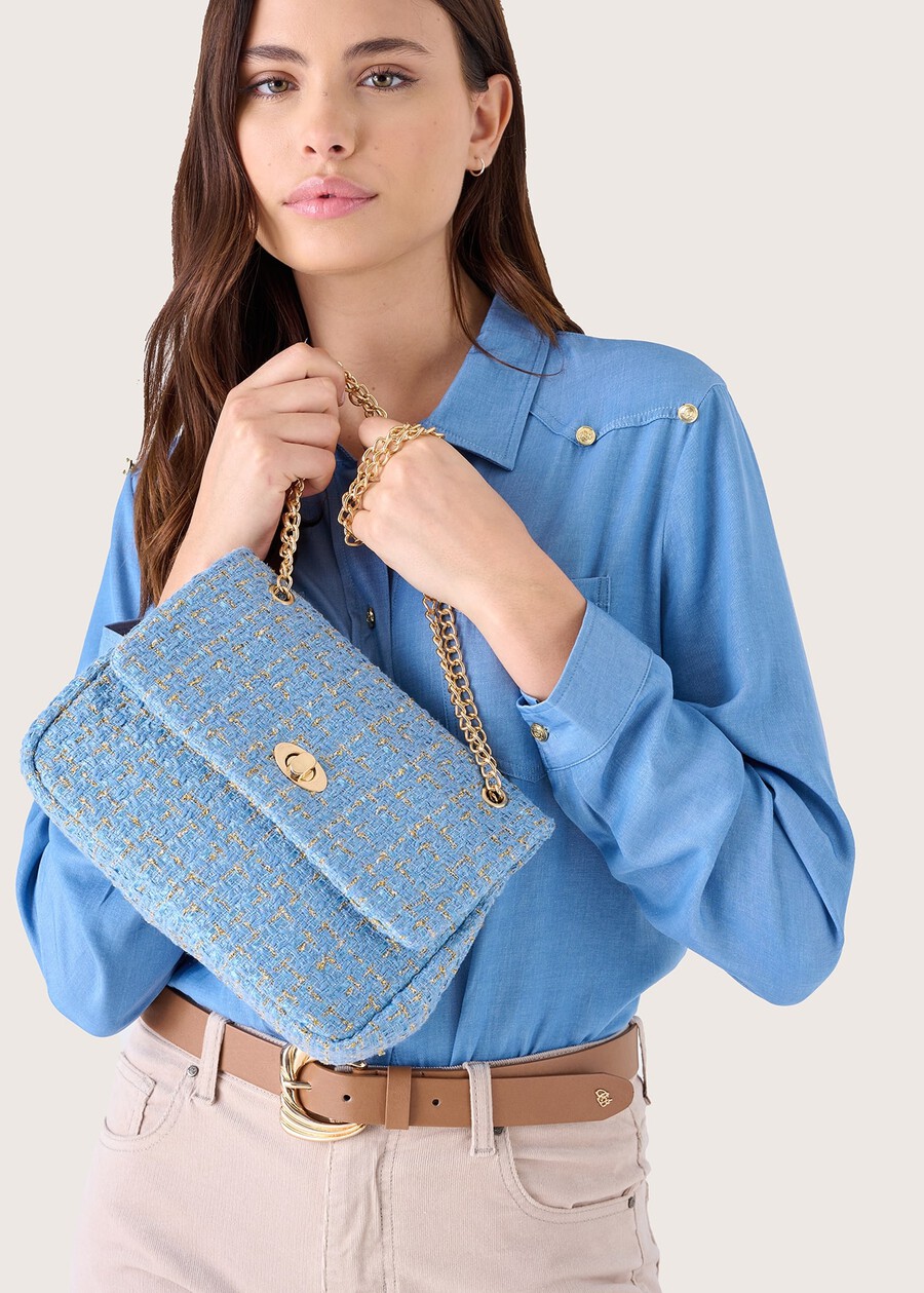 Pochette Bethany in bouclé BIANCO WHITEBEIGE GESSOBLU AQUAMARINE Donna , immagine n. 1