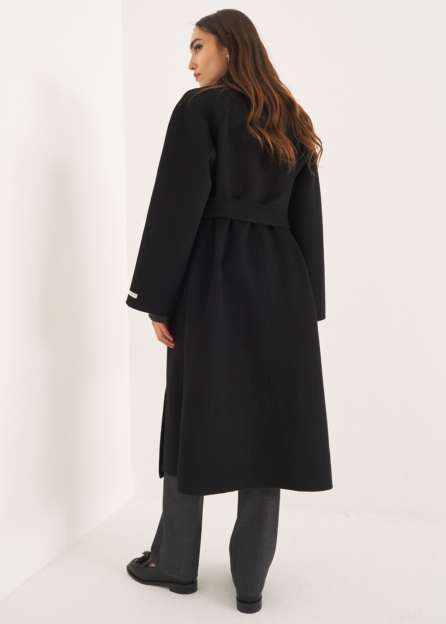 Connie pure wool wrap coat NERO BLACKBEIGE CAMMELLO Woman , image number 3