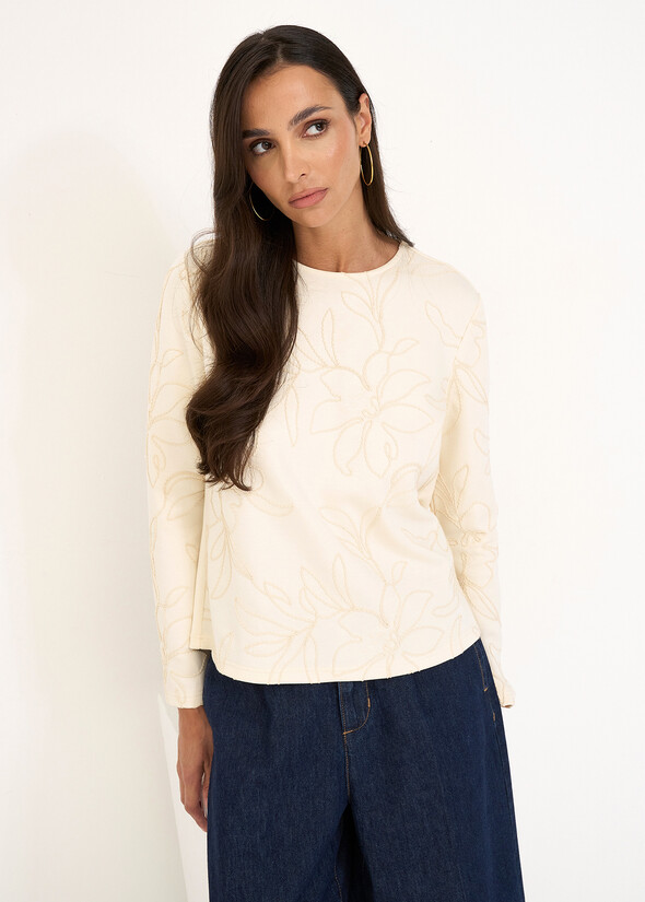 Sunny embroidered scuba sweatshirt BEIGE LATTE Woman null