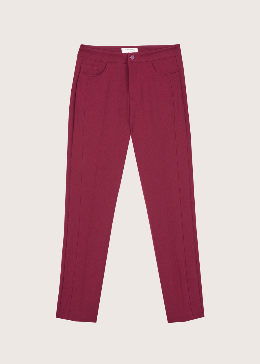 Pantalone Kate in tessuto screp NERO BLACKROSSO SYRAH Donna , immagine n. 7