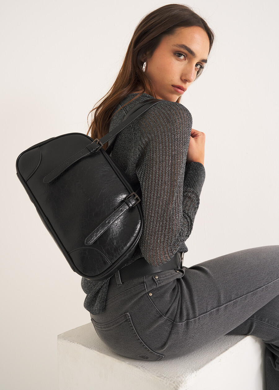 Bauletto Bagary effetto stropicciato NERO BLACKVIOLA VINACCIA Donna , immagine n. 1