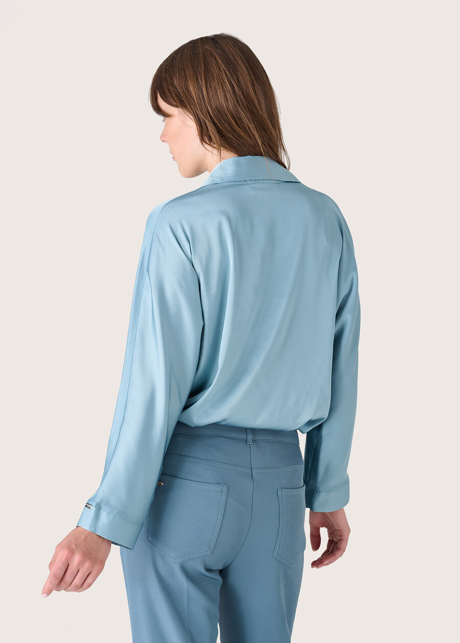 Carolina satin shirt BLUE CIELO Woman , image number 3