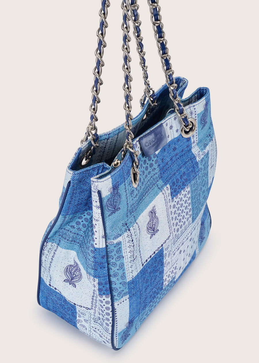 Benim patchwork-effect bag BLU AVION Woman , image number 3
