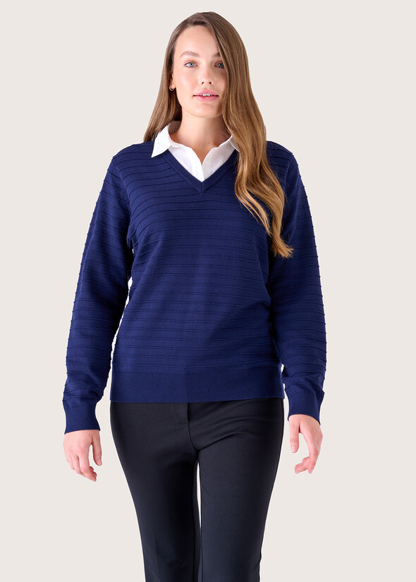 Maglia Medina con dettaglio camicia BLU LAGUNA Donna null