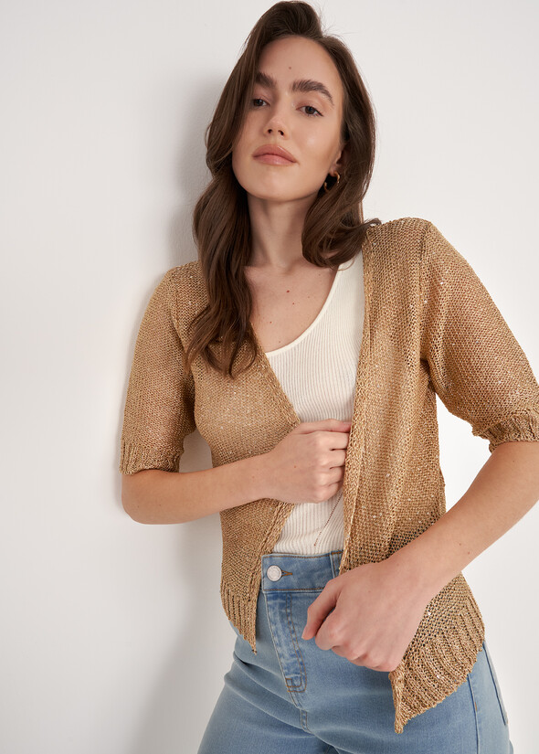 Cardigan Chantal Lurex Con Paillettes GOLD Donna null