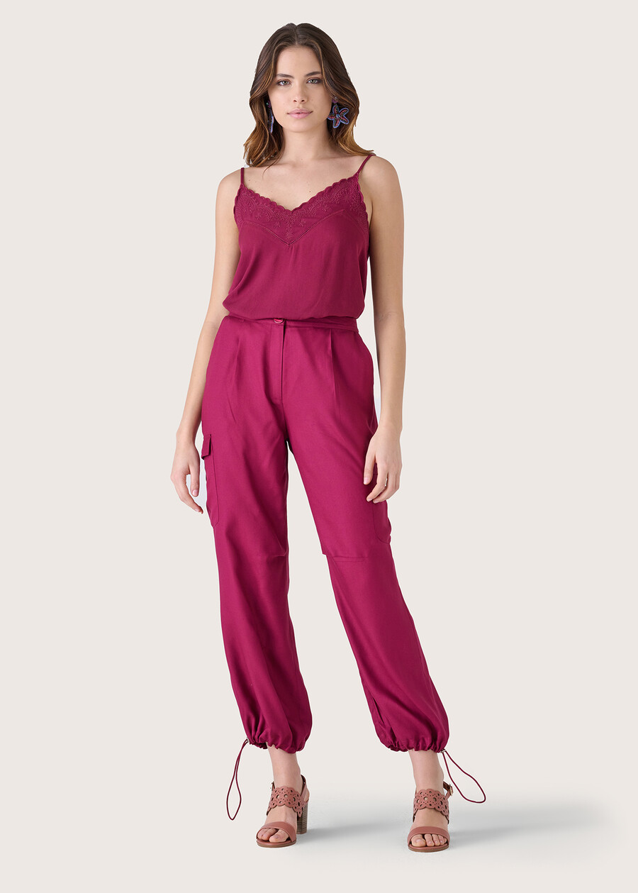 Pry 100% rayon twill trousers ROSSO CHIANTI Woman , image number 1