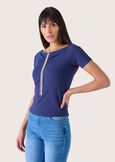 Soon t-shirt with crystals BLUE OLTREMARE  Woman image number 1
