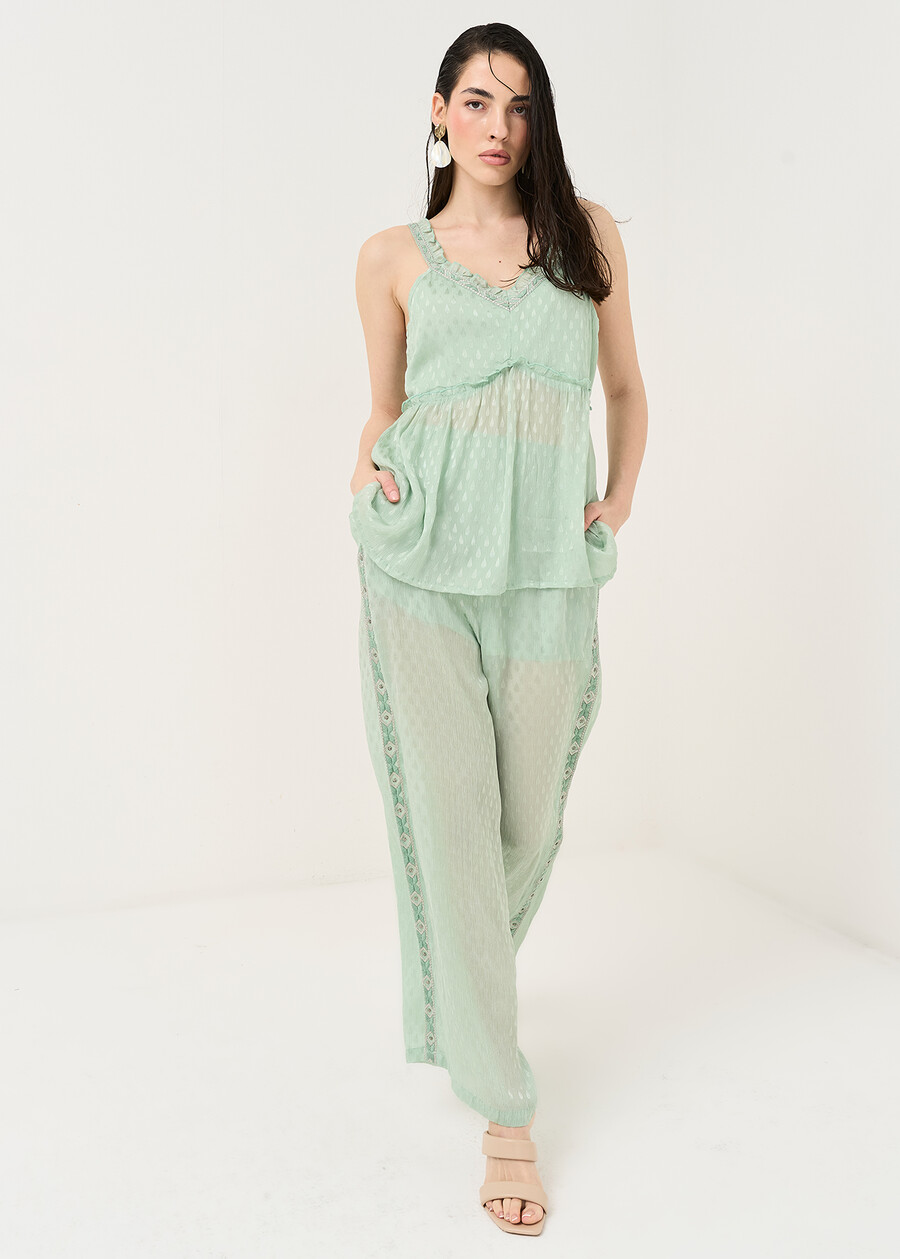 Paki wide viscose trousers VERDE Woman , image number 2