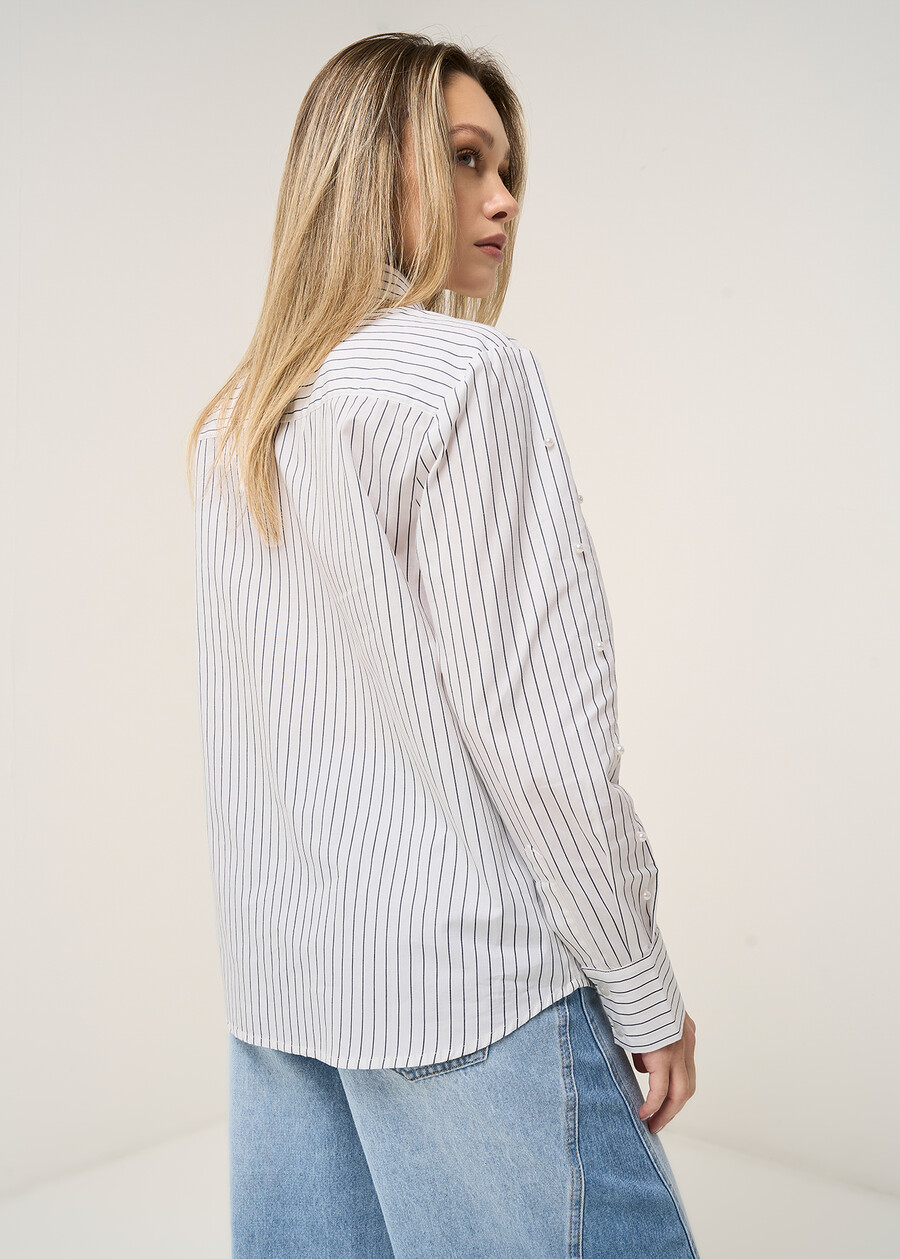 Cassya striped shirt with pearls BIANCO WHITE Woman , image number 3