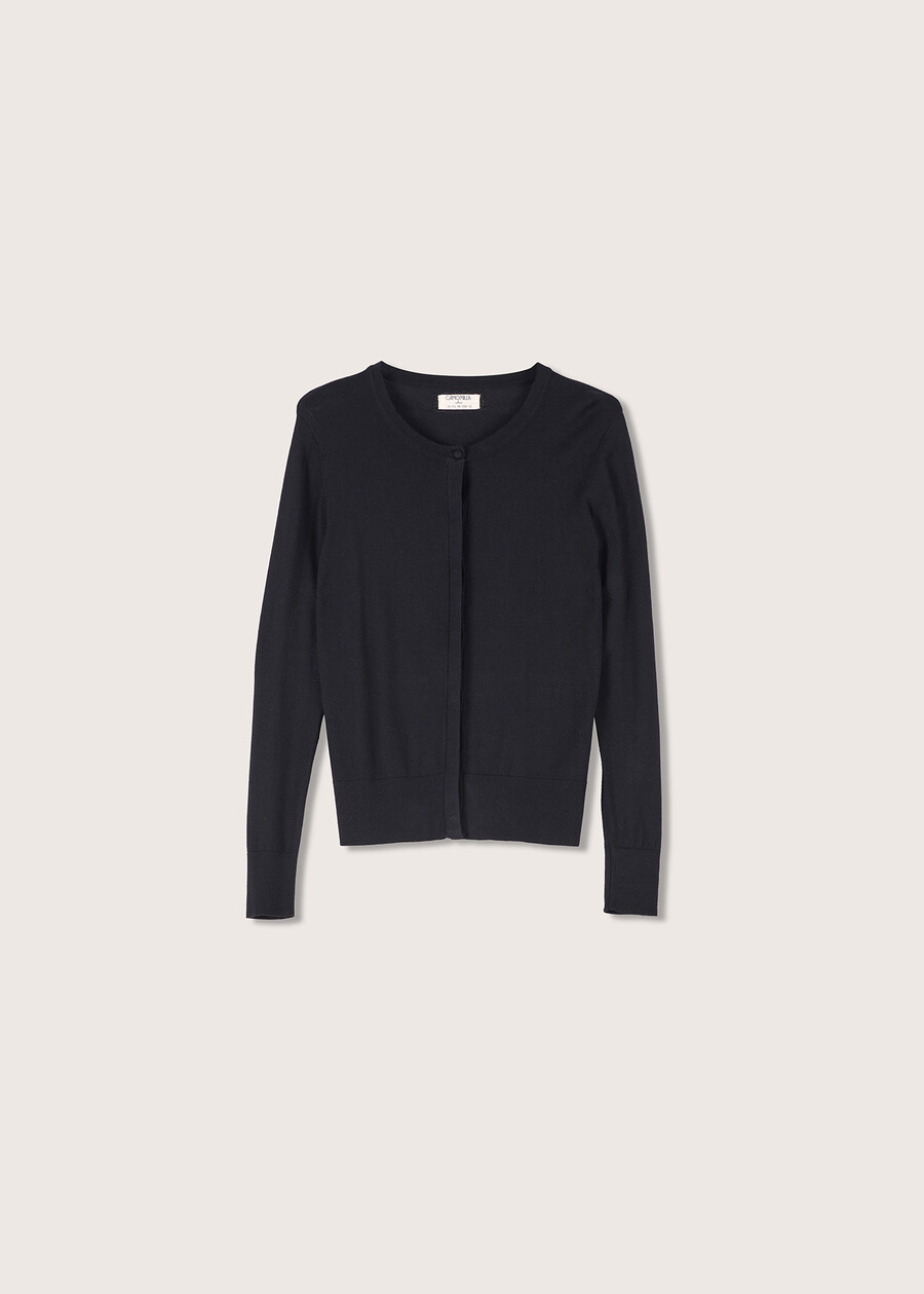 Cardigan Claude in maglia di viscosa NERO BLACKROSSO SYRAH Donna , immagine n. 4