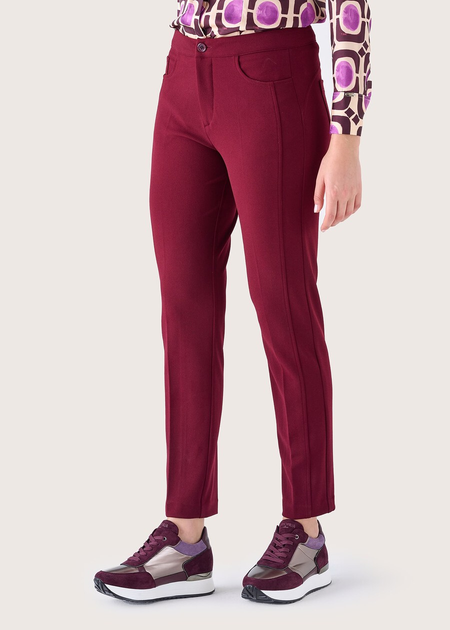 Pantalone Kate in tessuto screp NERO BLACKROSSO SYRAH Donna , immagine n. 4