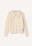 Marta mohair sweater with pearl neckline BIANCO BURRO Woman image number 4