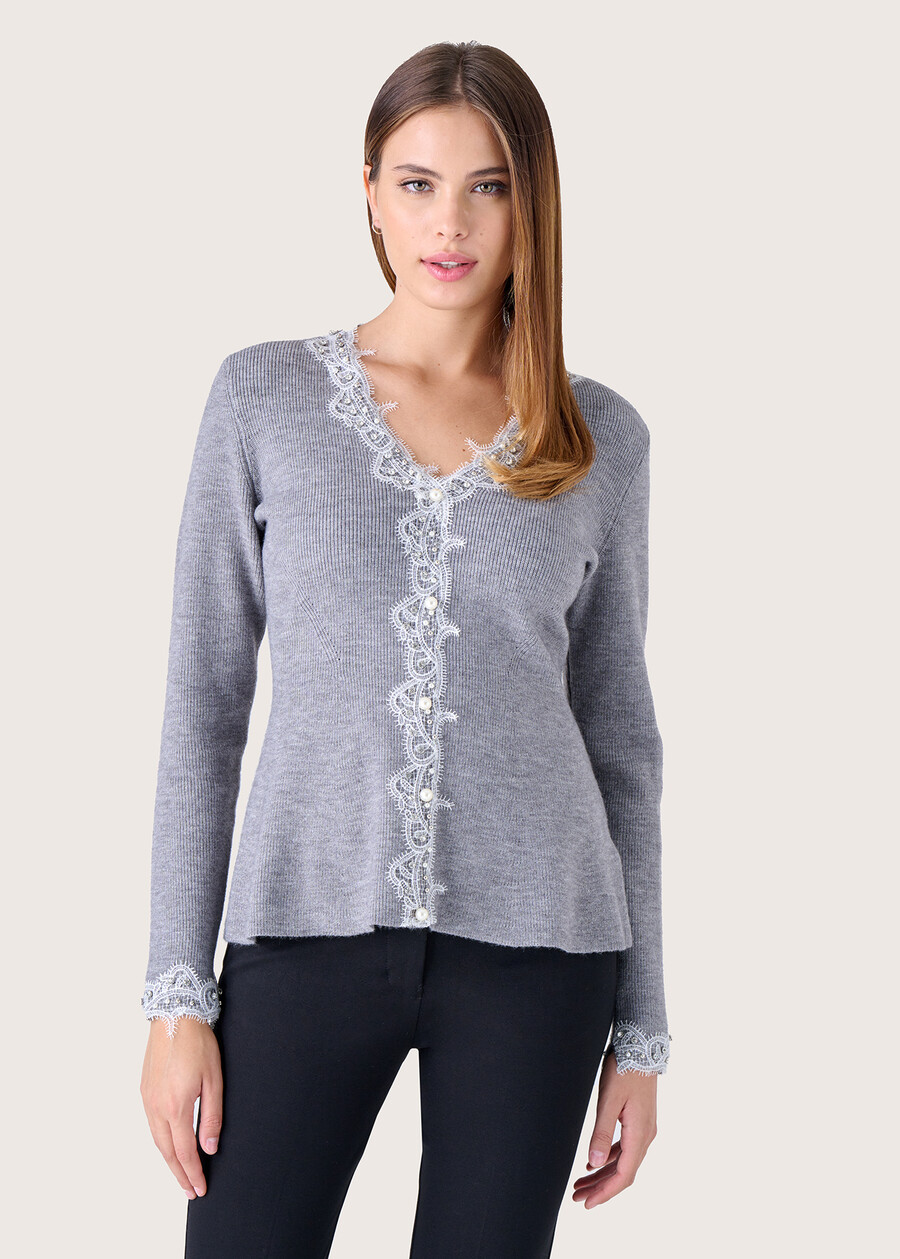 Maglia Meret effetto cardigan GRIGIO MEDIUM GREY Donna , immagine n. 1