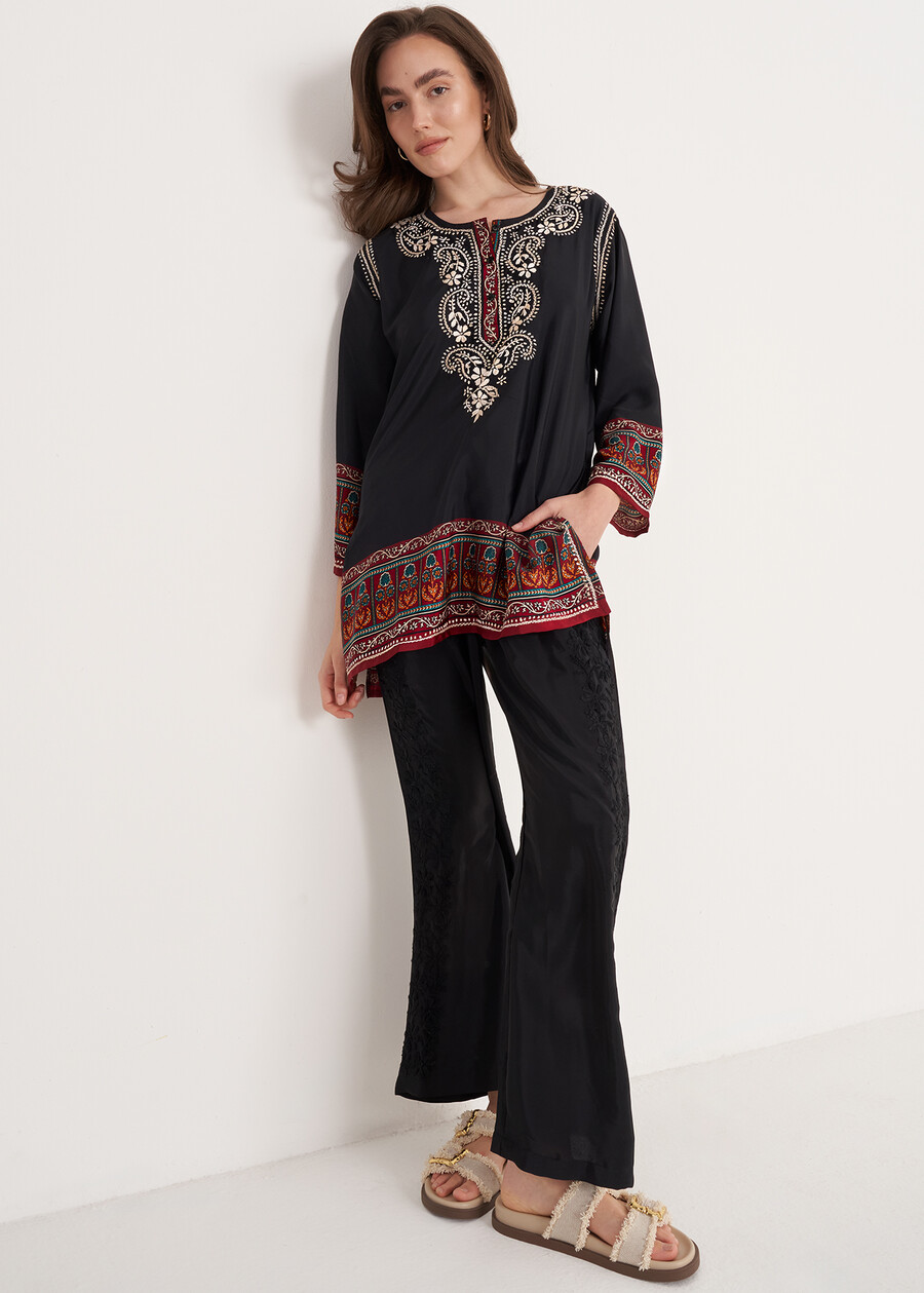 Blurta Printed Blouse with Embroidery NERO BLACK Woman , image number 4