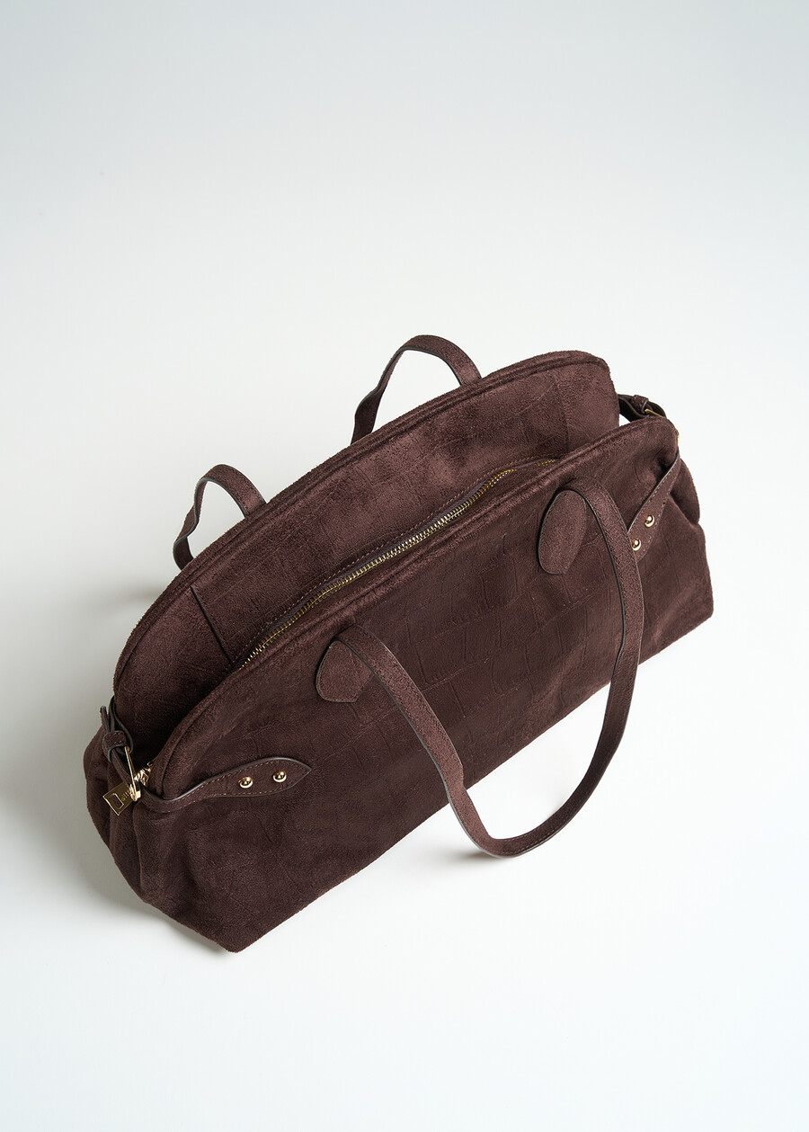 Bagary embossed croc bowling bag MARRONE Woman , image number 2