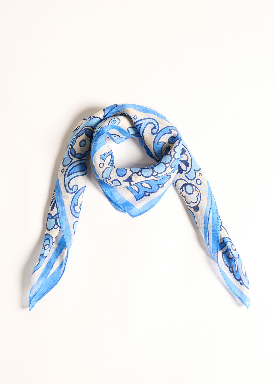 Foulard Sade in seta fantasia BLU AVIONMARRONE Donna , immagine n. 3