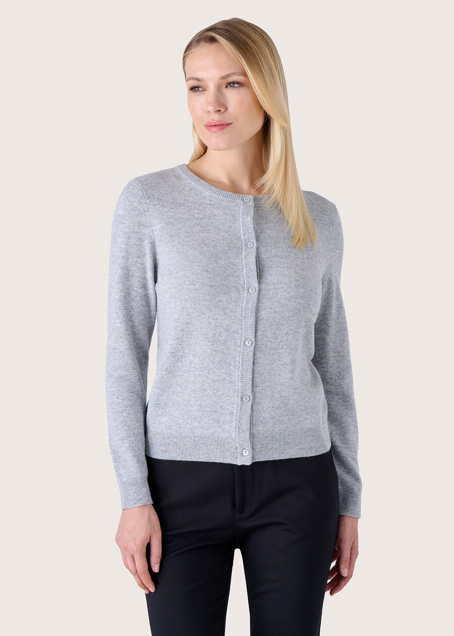 Clear 100% wool and cashmere cardigan GRIGIO LIGHT GREYVIOLA LILLY Woman , image number 1