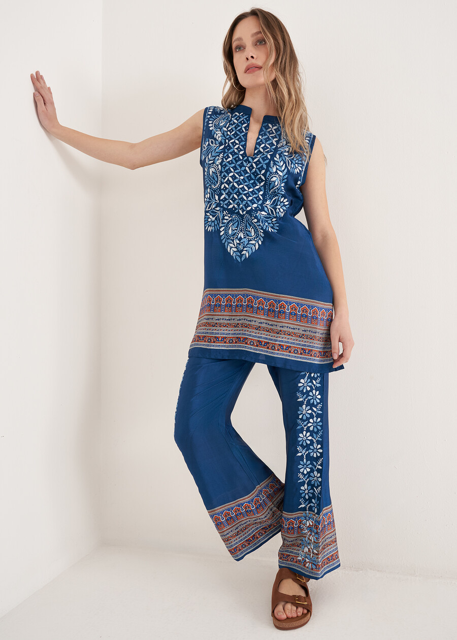 Blusa Bazar con collo alla coreana BLU OTTANIO Donna , immagine n. 4