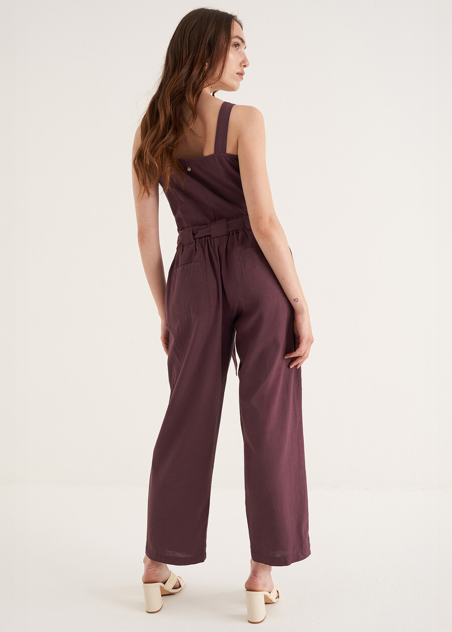 Pantaloni Penty in misto lino VIOLA MELANZANABIANCO BURRO Donna , immagine n. 4