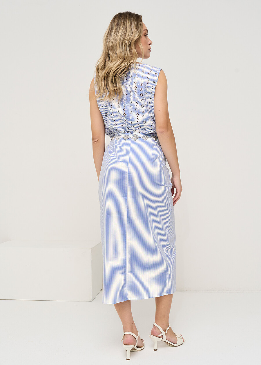 Gonna pareo Gio a righe in cotone BIANCO WHITE Donna , immagine n. 4