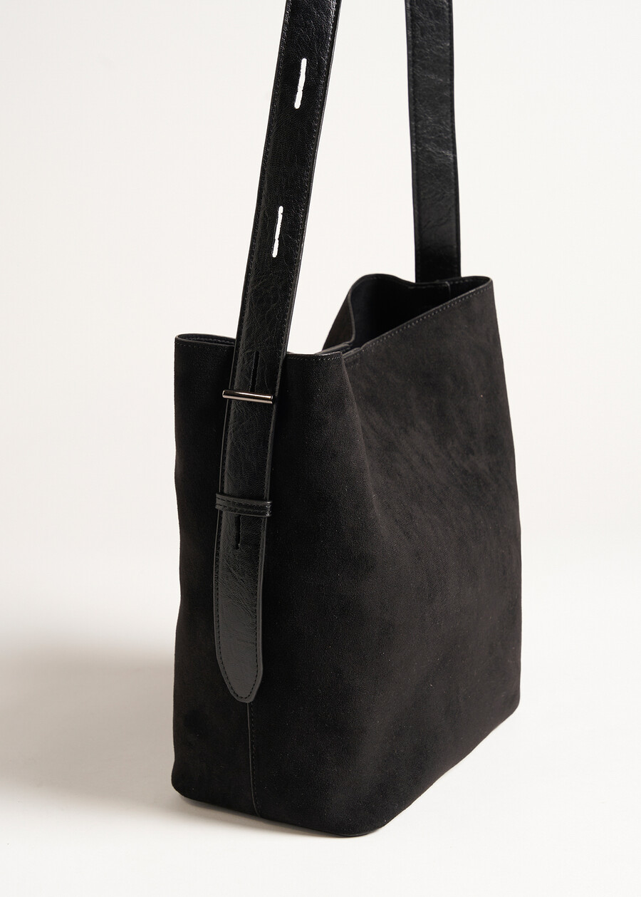 Brooke-A faux suede bucket bag NERO BLACK Woman , image number 2