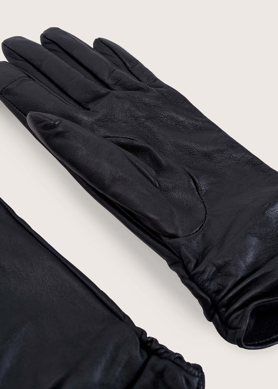 Genevieve genuine leather gloves NERO BLACK Woman , image number 3