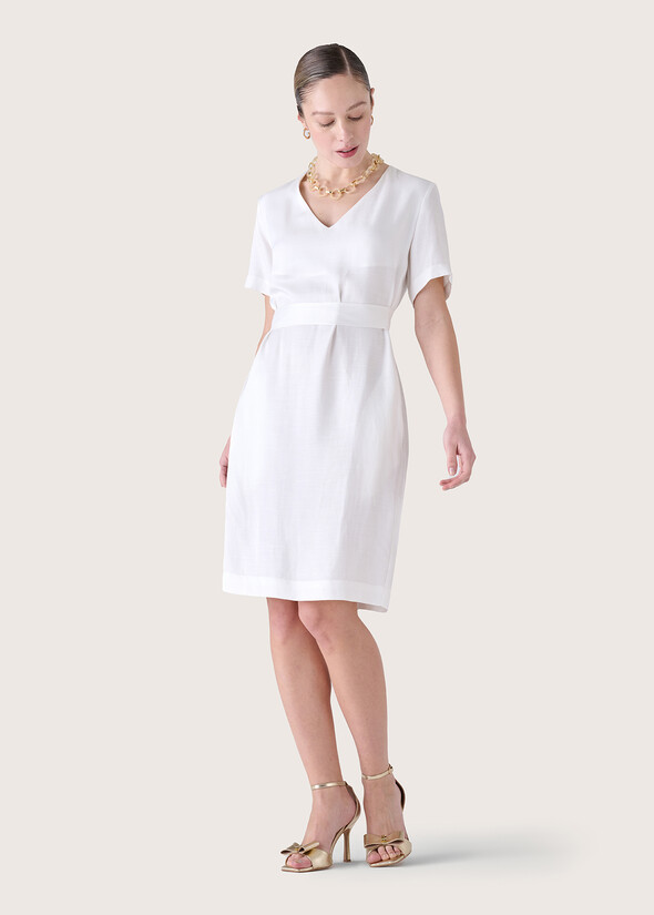 Alberto linen blend dress BIANCO WHITE Woman null