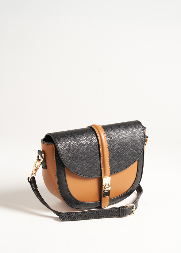 Bonye-A bicolor faux leather crossbody NERO BLACK Woman null