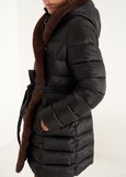 Portos long padded coat with belt NERO BLACKGRIGIO PERLA Woman image number 2