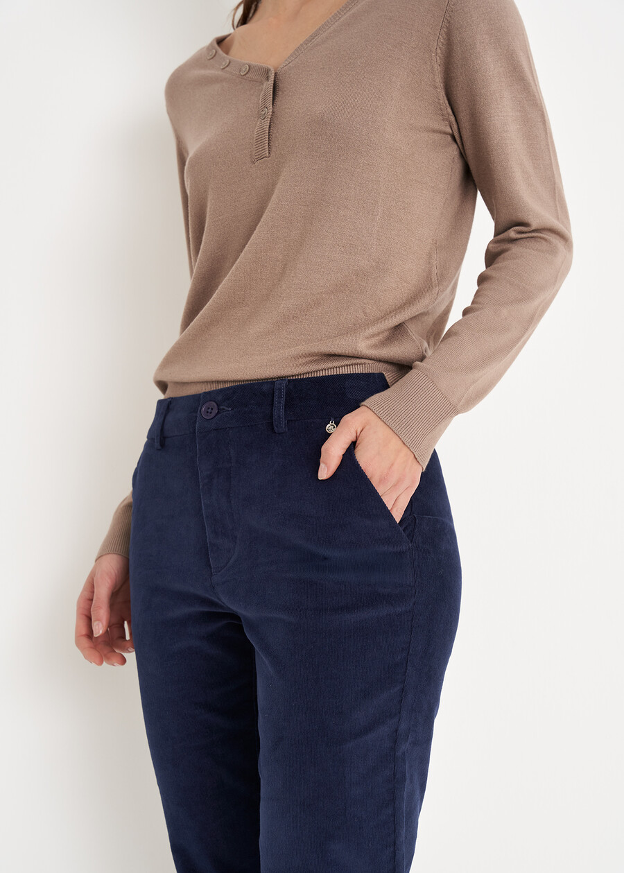 Pantalone Alicez in velluto di cotone BIANCO BURROBLUE OLTREMARE  Donna , immagine n. 3