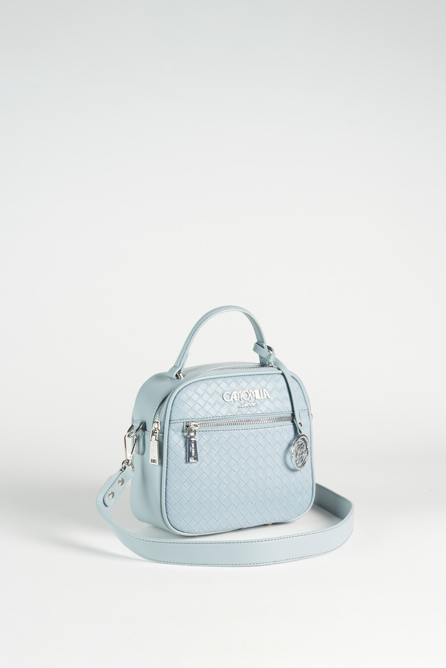Bauletto Byl in ecopelle BIANCO WHITEBLU CELESTENERO BLACK Donna , immagine n. 1