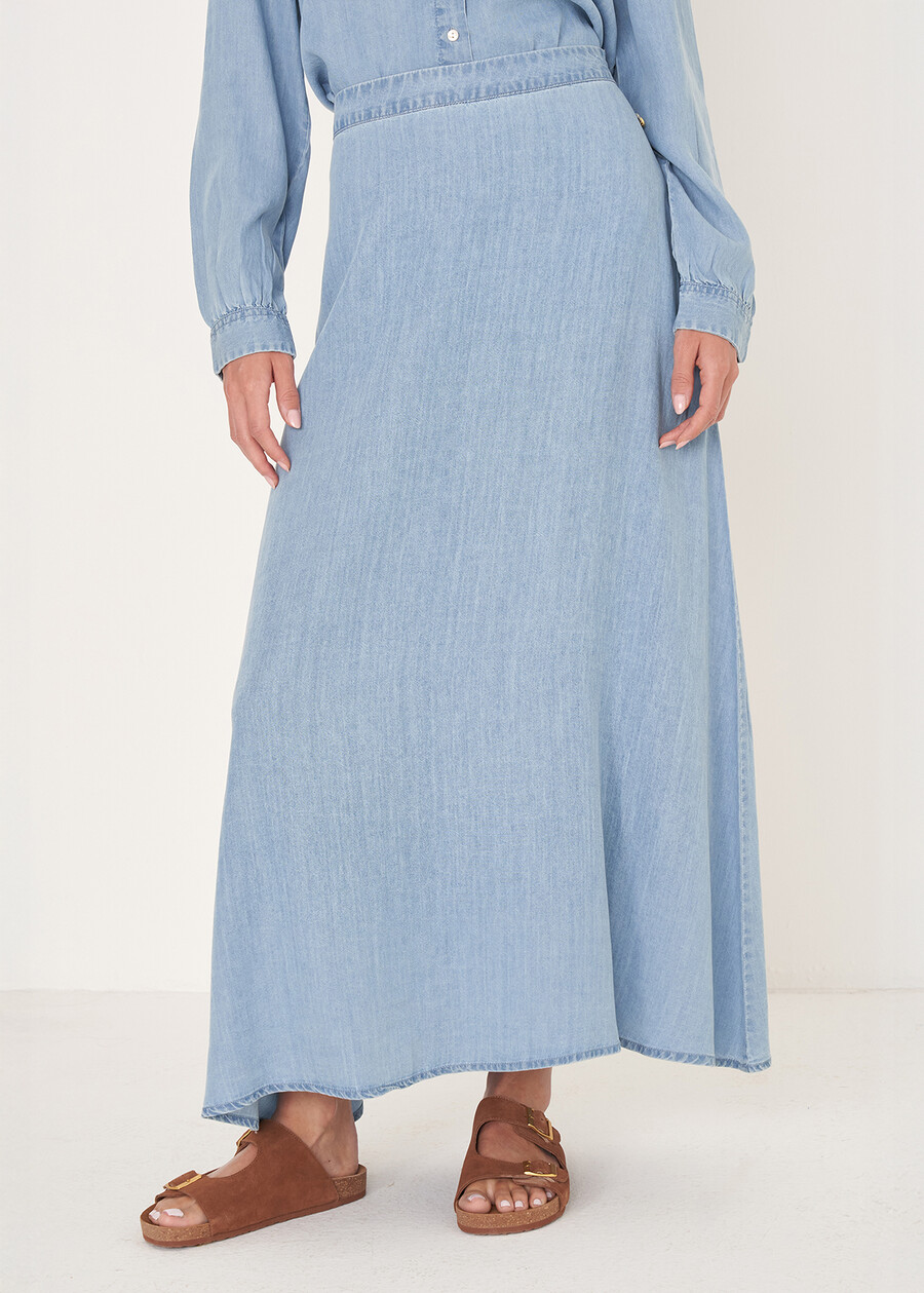 Gonna Gus in cotone e lino DENIM MEDIUM DENIM Donna , immagine n. 3