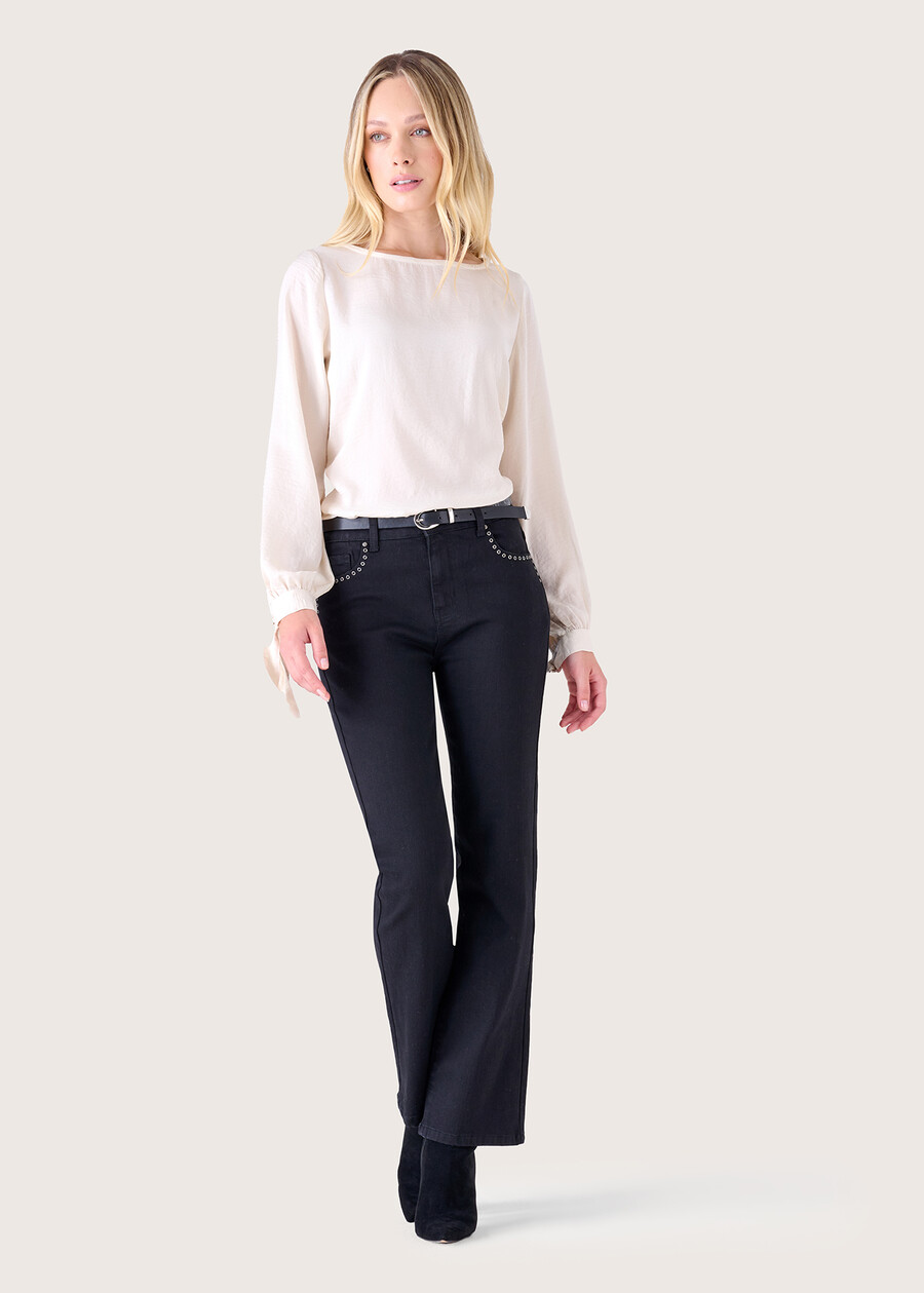 Jacque cotton denim trousers NERO BLACK Woman , image number 1